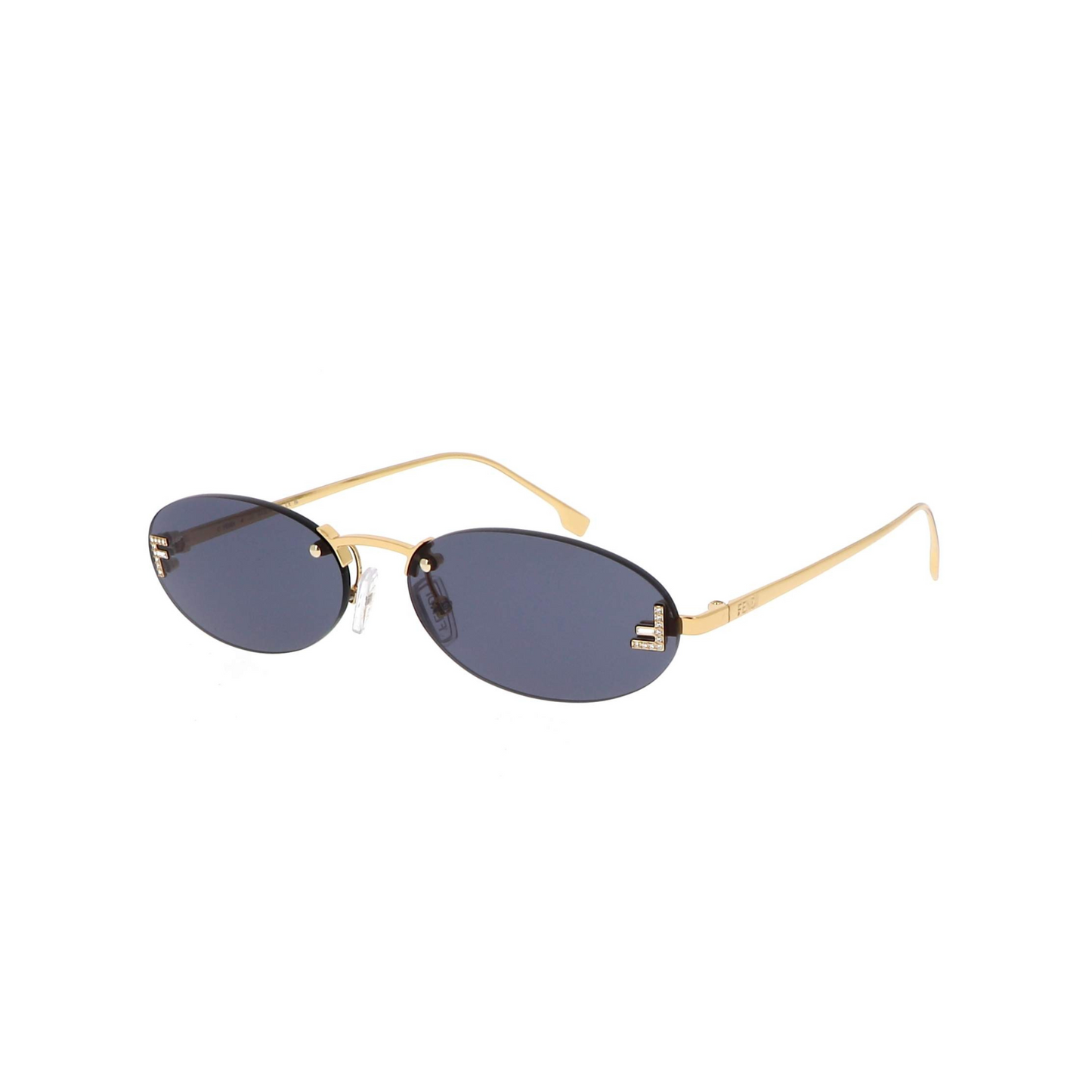 Fendi FE4075US rimless oval unisex sunglasses with luxury metal frame and crystal detailing