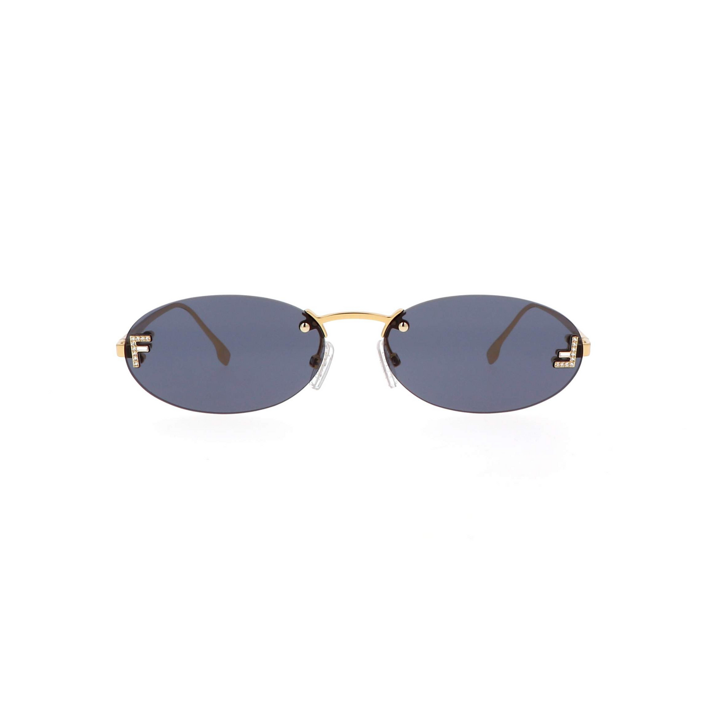 Fendi FE4075US rimless oval unisex sunglasses with luxury metal frame and crystal detailing