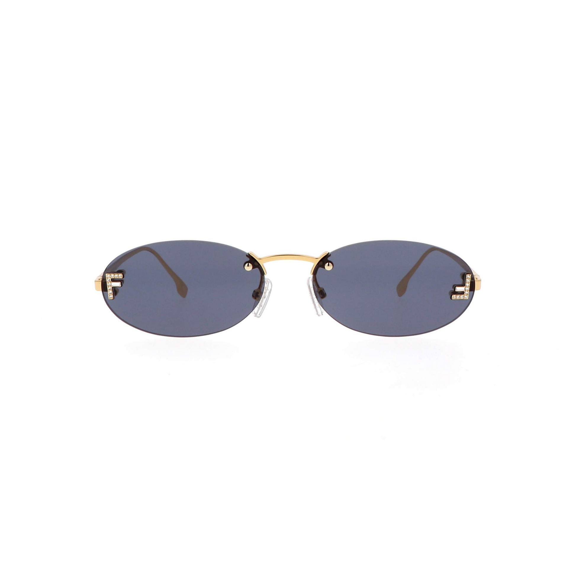 Fendi FE4075US rimless oval unisex sunglasses with luxury metal frame and crystal detailing