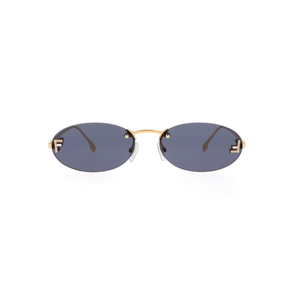 Fendi FE4075US rimless oval unisex sunglasses with luxury metal frame and crystal detailing