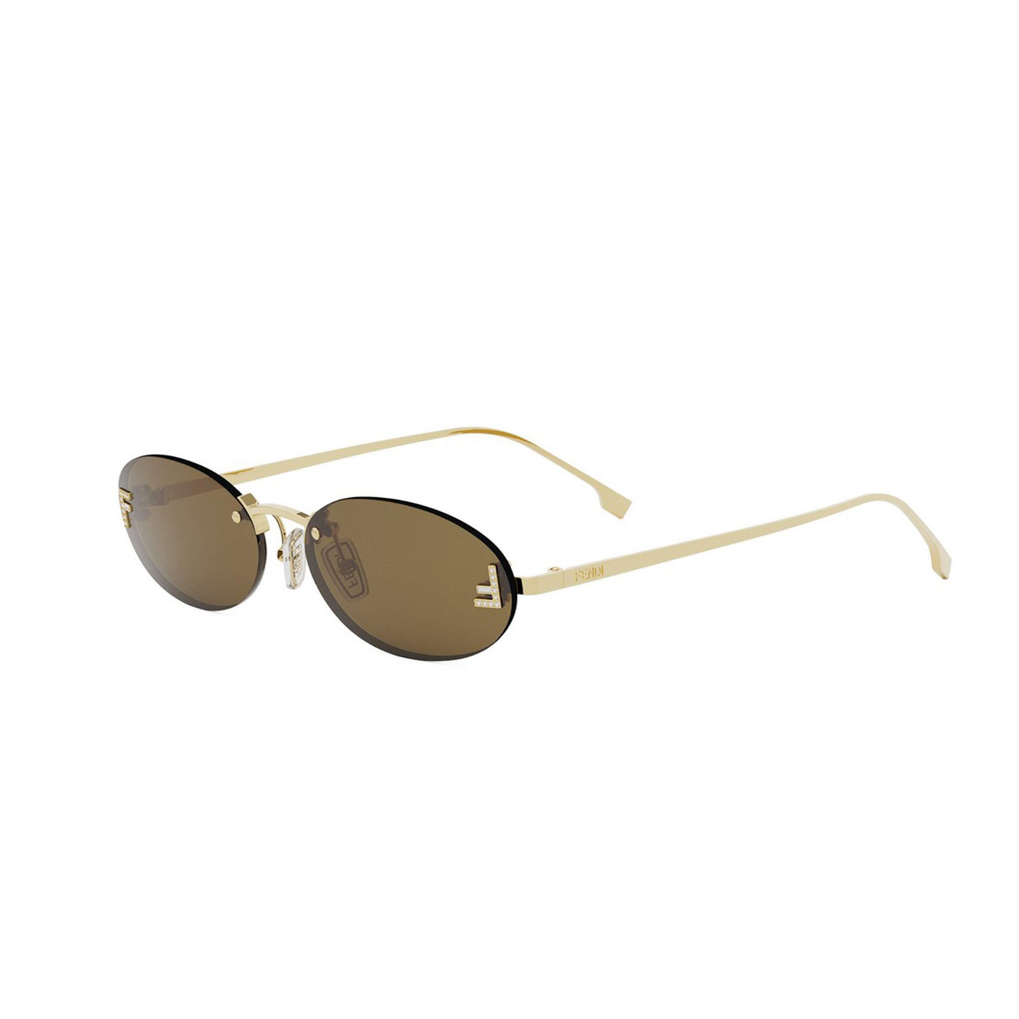 Fendi FE4075US rimless oval unisex sunglasses with luxury metal frame and crystal detailing