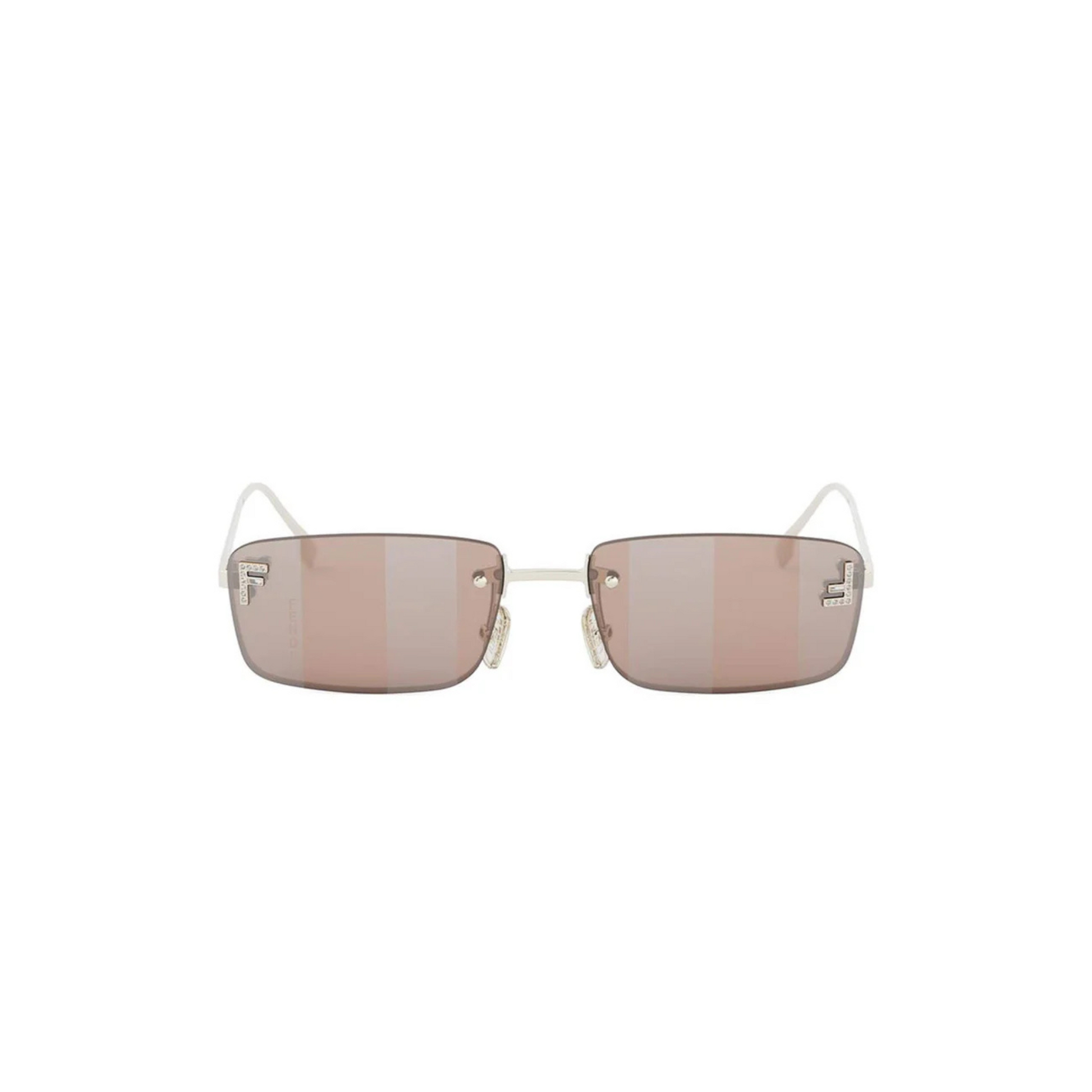 Fendi FE4172US rimless rectangle luxury sunglasses with premium metal frame and crystal detailing