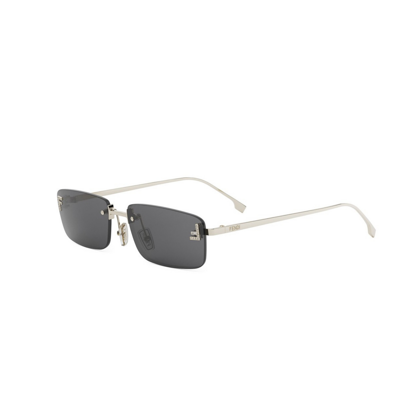 Fendi FE4172US rimless rectangle luxury sunglasses with premium metal frame and crystal detailing