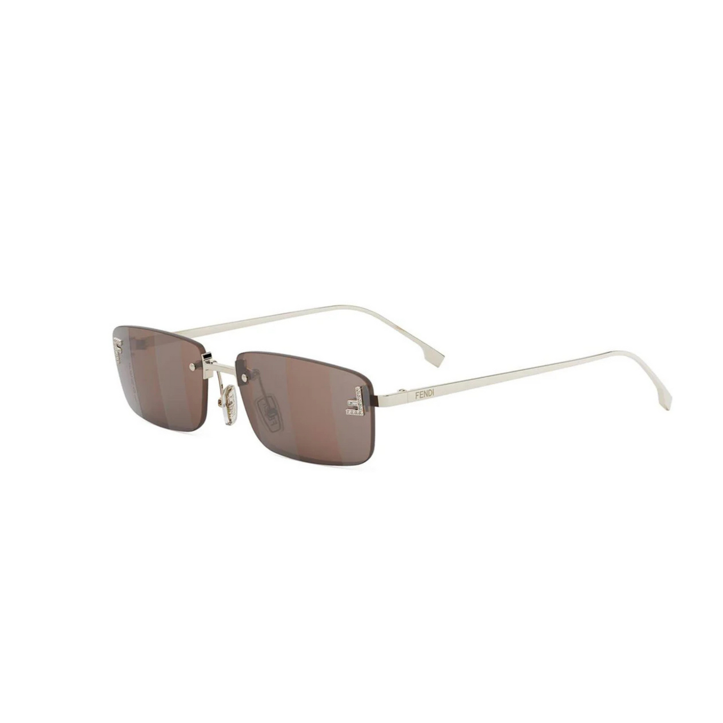 Fendi FE4172US rimless rectangle luxury sunglasses with premium metal frame and crystal detailing