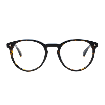 FukuiDarkBrownHavana Fukui FR Shisen Fox acetate round eyeglass frame unisex