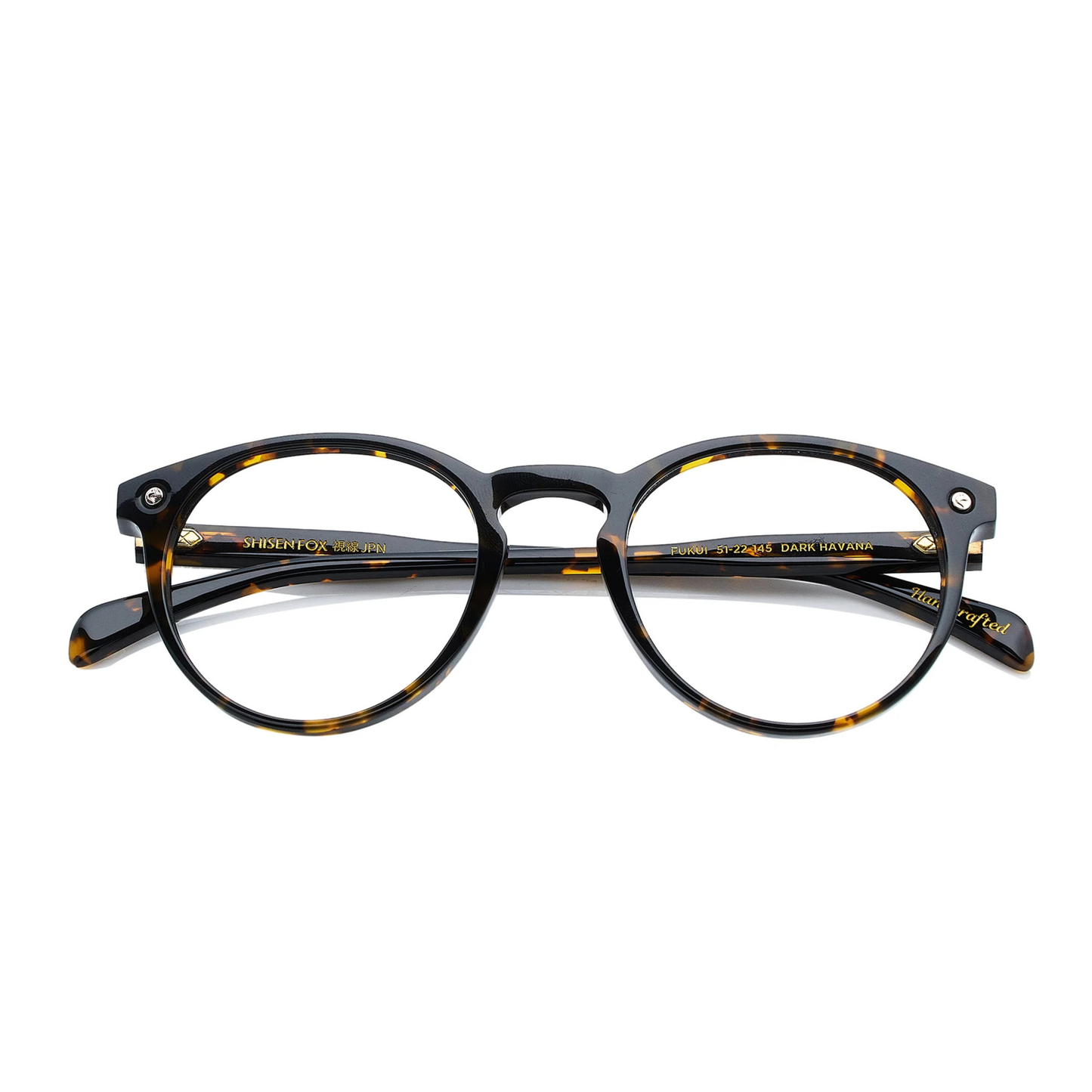 FukuiDarkBrownHavana Fukui FR Shisen Fox acetate round eyeglass frame unisex