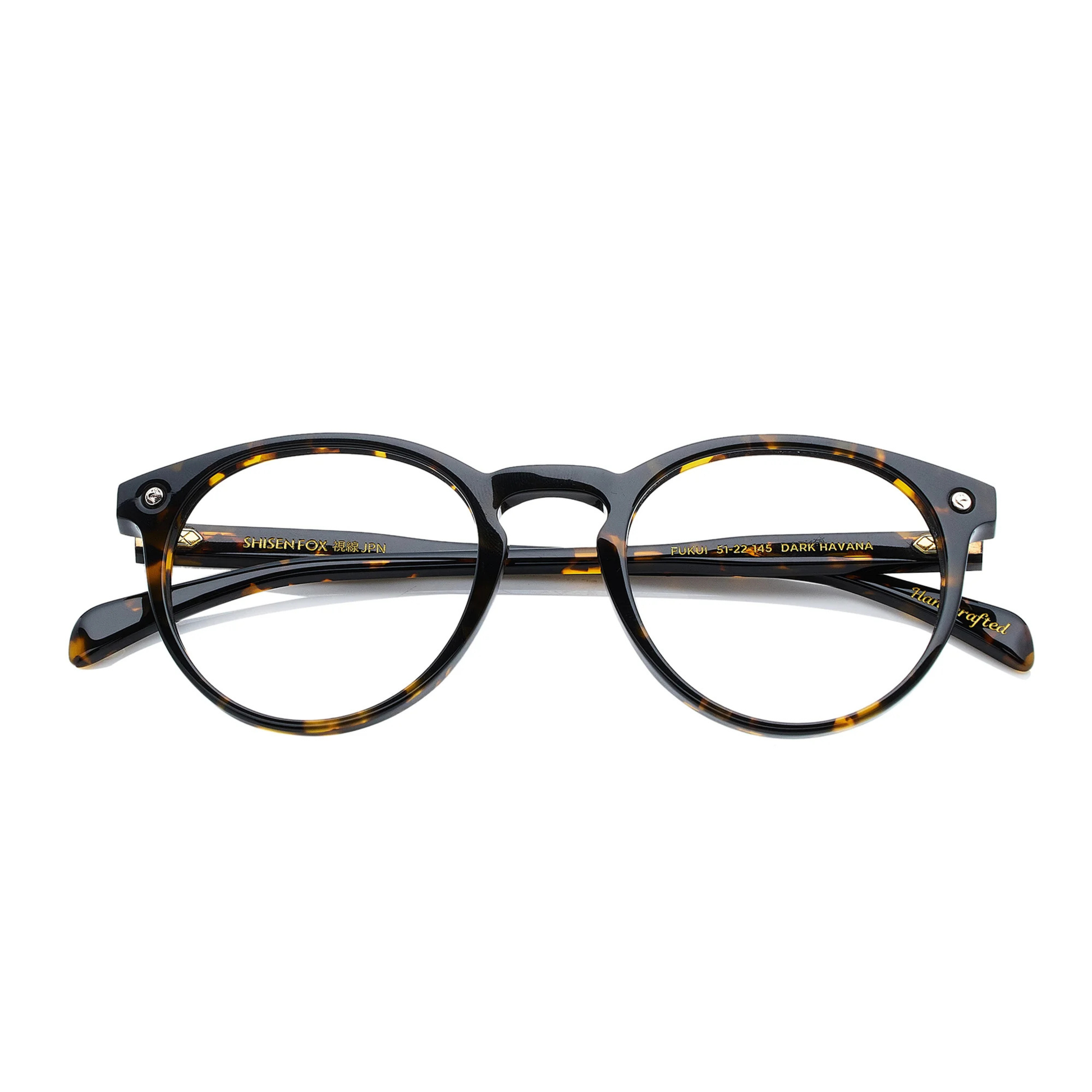 FukuiDarkBrownHavana Fukui FR Shisen Fox acetate round eyeglass frame unisex