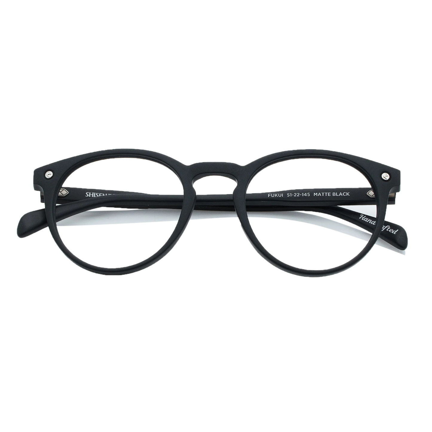 FukuiMatteBlack Fukui FR Shisen Fox acetate round eyeglass frame unisex