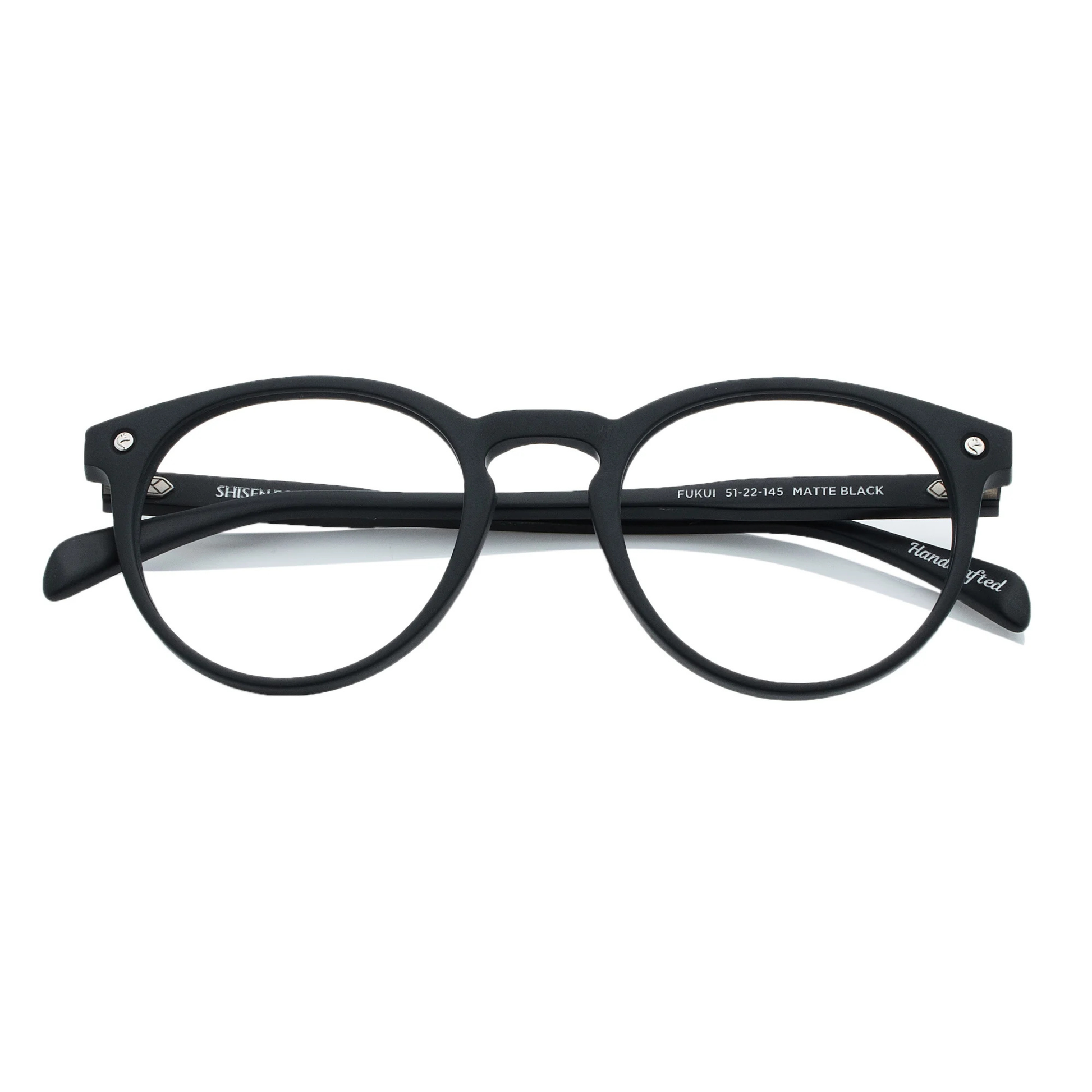FukuiMatteBlack Fukui FR Shisen Fox acetate round eyeglass frame unisex