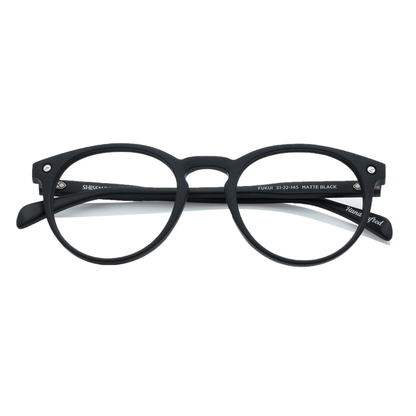 FukuiMatteBlack Fukui FR Shisen Fox acetate round eyeglass frame unisex