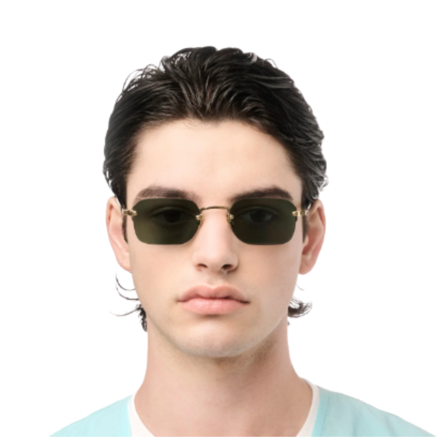 Gast Domsa rimless square unisex metal sunglasses featuring a lightweight designer frame with UV-protective lenses.
