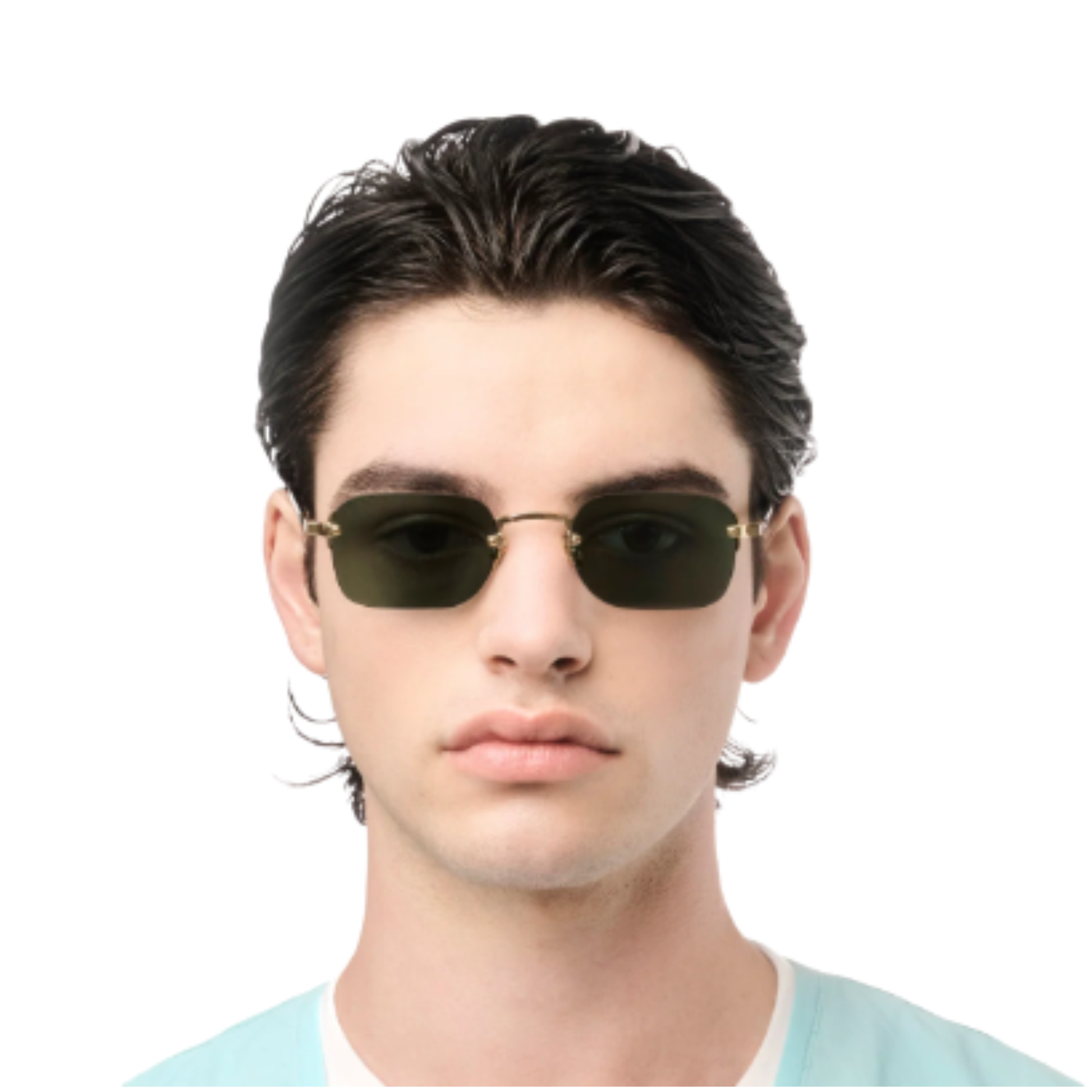 Gast Domsa rimless square unisex metal sunglasses featuring a lightweight designer frame with UV-protective lenses.