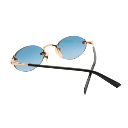 Gast Quantum rimless oval unisex metal sunglasses featuring a lightweight designer frame with UV-protective lenses.