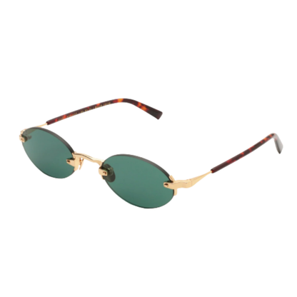 Gast Quantum rimless oval unisex metal sunglasses featuring a lightweight designer frame with UV-protective lenses.