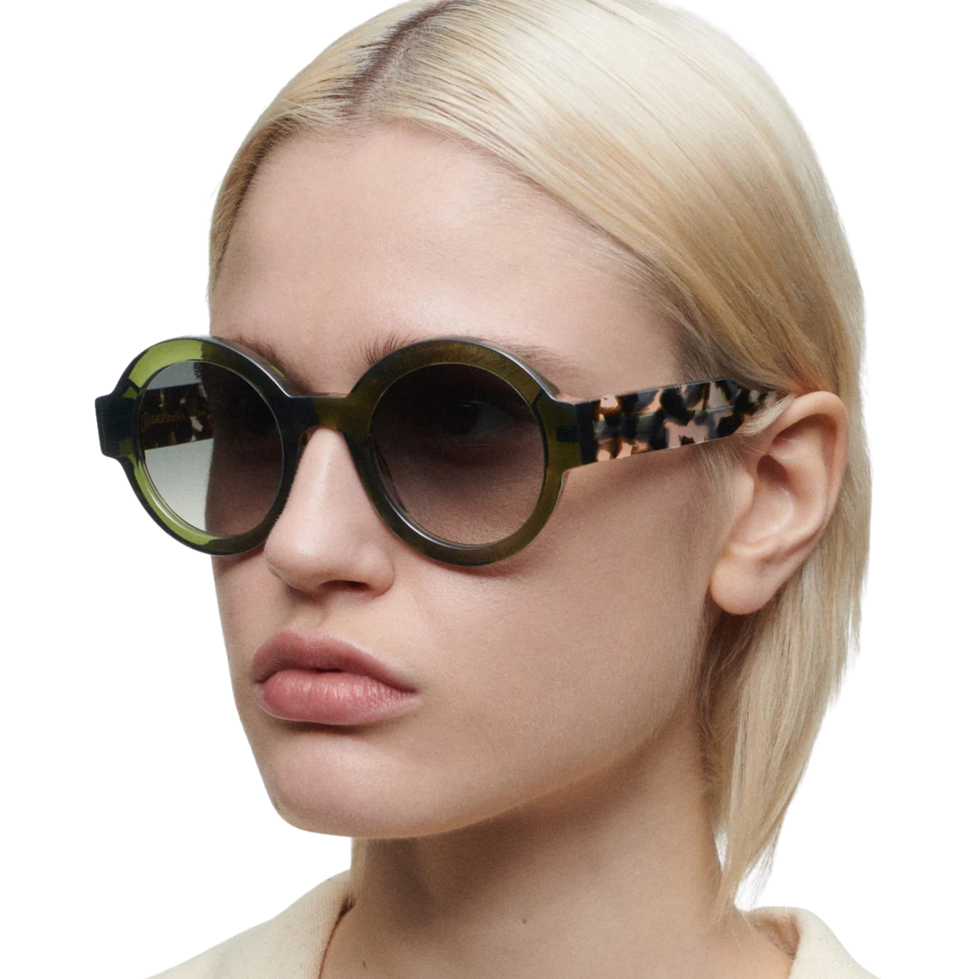 GIGI Studios GG6454 Laura women's round sunglasses handcrafted in premium Italian acetate with UV-protective CR-39 lenses. Brand View