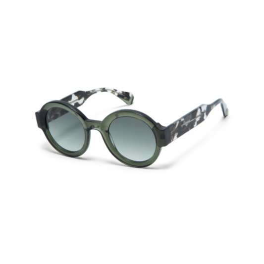 GIGI Studios GG6454 Laura women's round sunglasses handcrafted in premium Italian acetate with UV-protective CR-39 lenses. Angle View