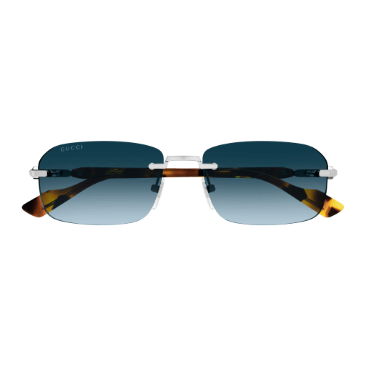 Gucci GG1221S unisex rimless rectangle metal sunglasses with luxury vintage designer styling