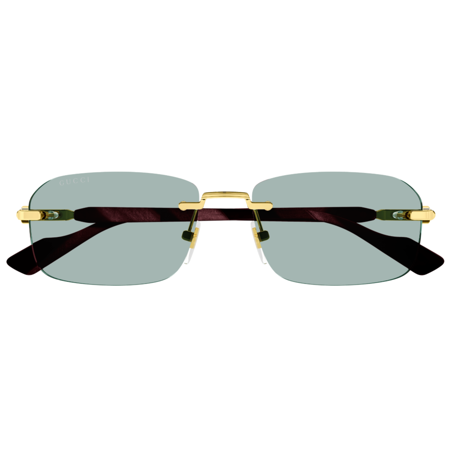 Gucci GG1221S unisex rimless rectangle metal sunglasses with luxury vintage designer styling
