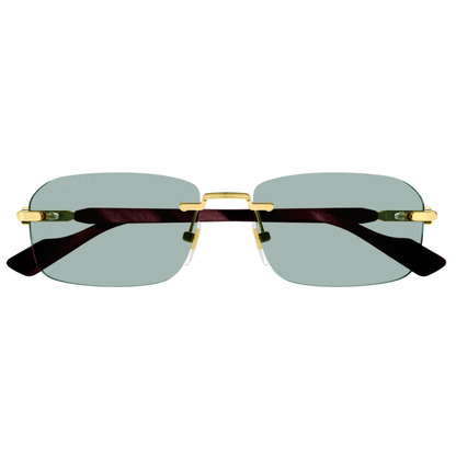 Gucci GG1221S unisex rimless rectangle metal sunglasses with luxury vintage designer styling
