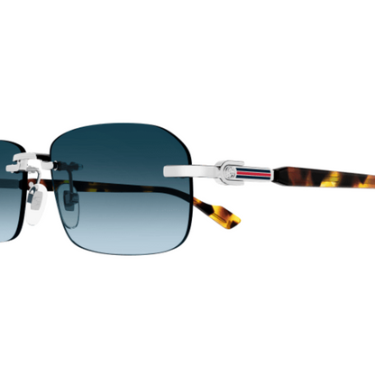 Gucci GG1221S unisex rimless rectangle metal sunglasses with luxury vintage designer styling