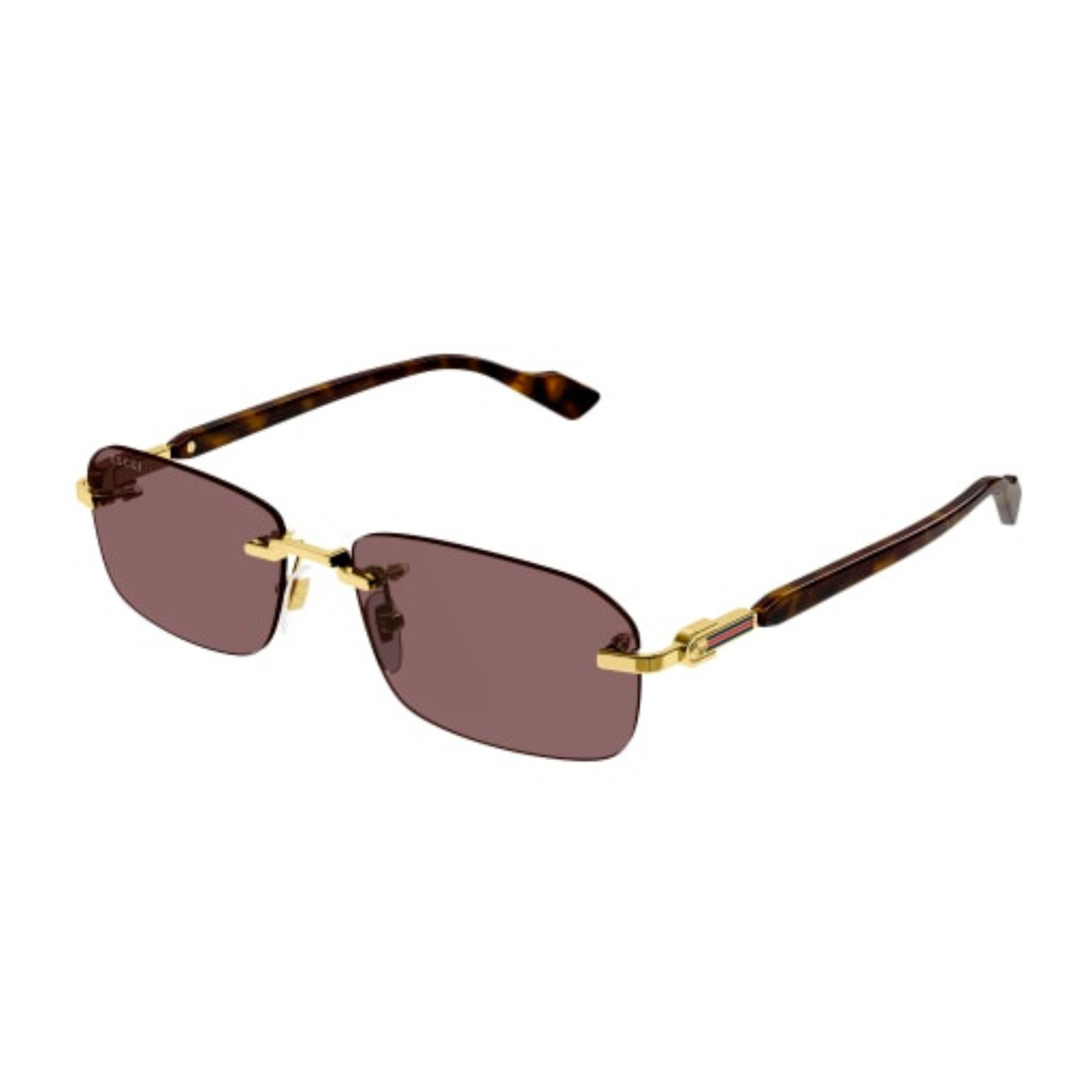 Gucci GG1221S unisex rimless rectangle metal sunglasses with luxury vintage designer styling