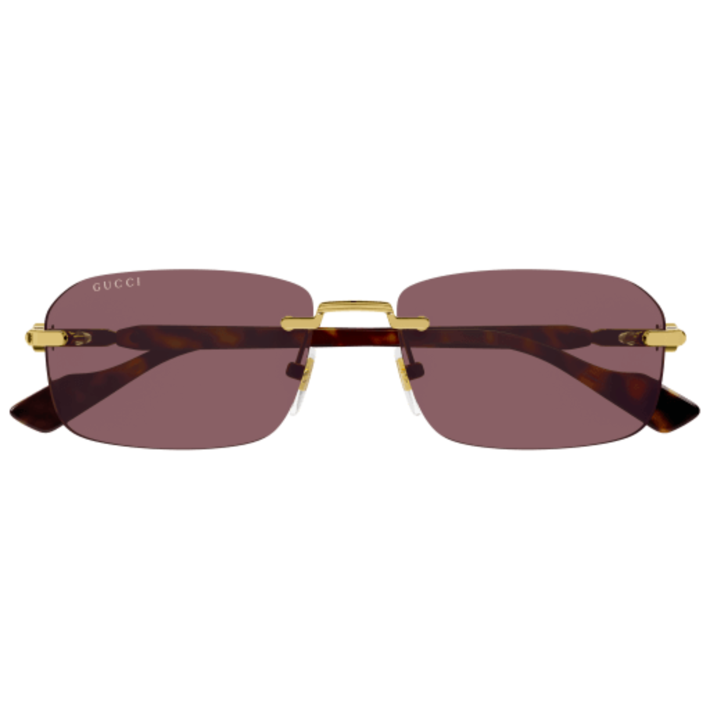 Gucci GG1221S unisex rimless rectangle metal sunglasses with luxury vintage designer styling