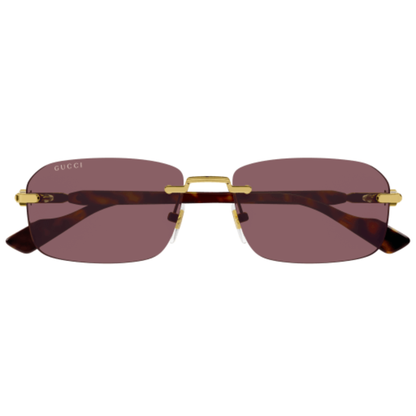 Gucci GG1221S unisex rimless rectangle metal sunglasses with luxury vintage designer styling