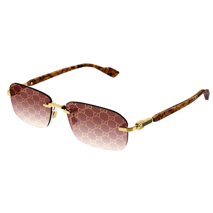 Gucci GG1221S unisex rimless rectangle metal sunglasses with luxury vintage designer styling