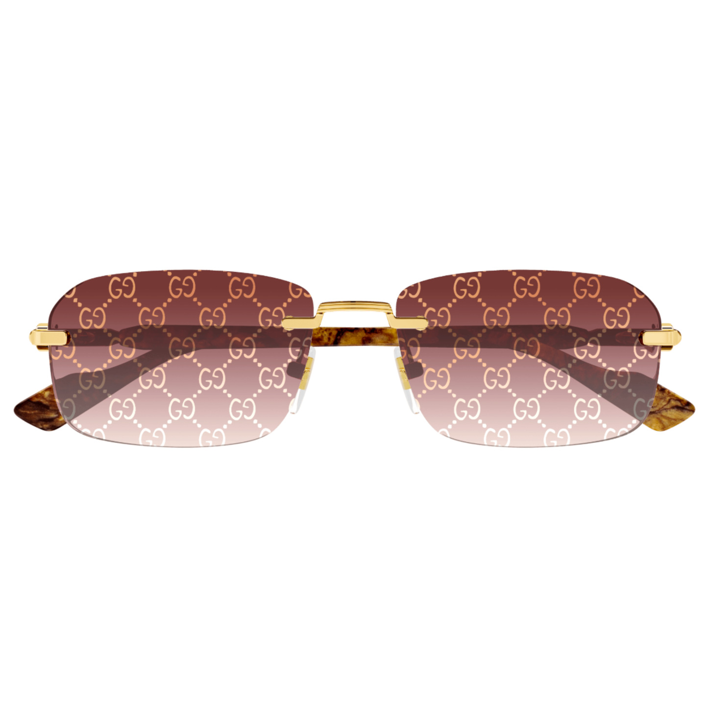 Gucci GG1221S unisex rimless rectangle metal sunglasses with luxury vintage designer styling
