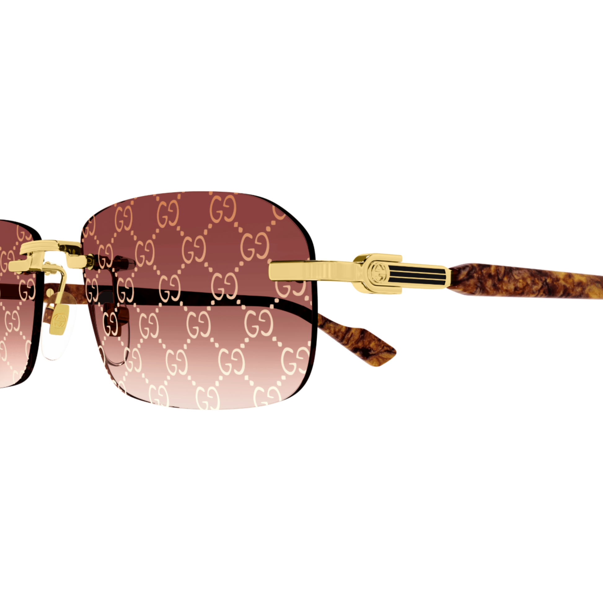 Gucci GG1221S unisex rimless rectangle metal sunglasses with luxury vintage designer styling