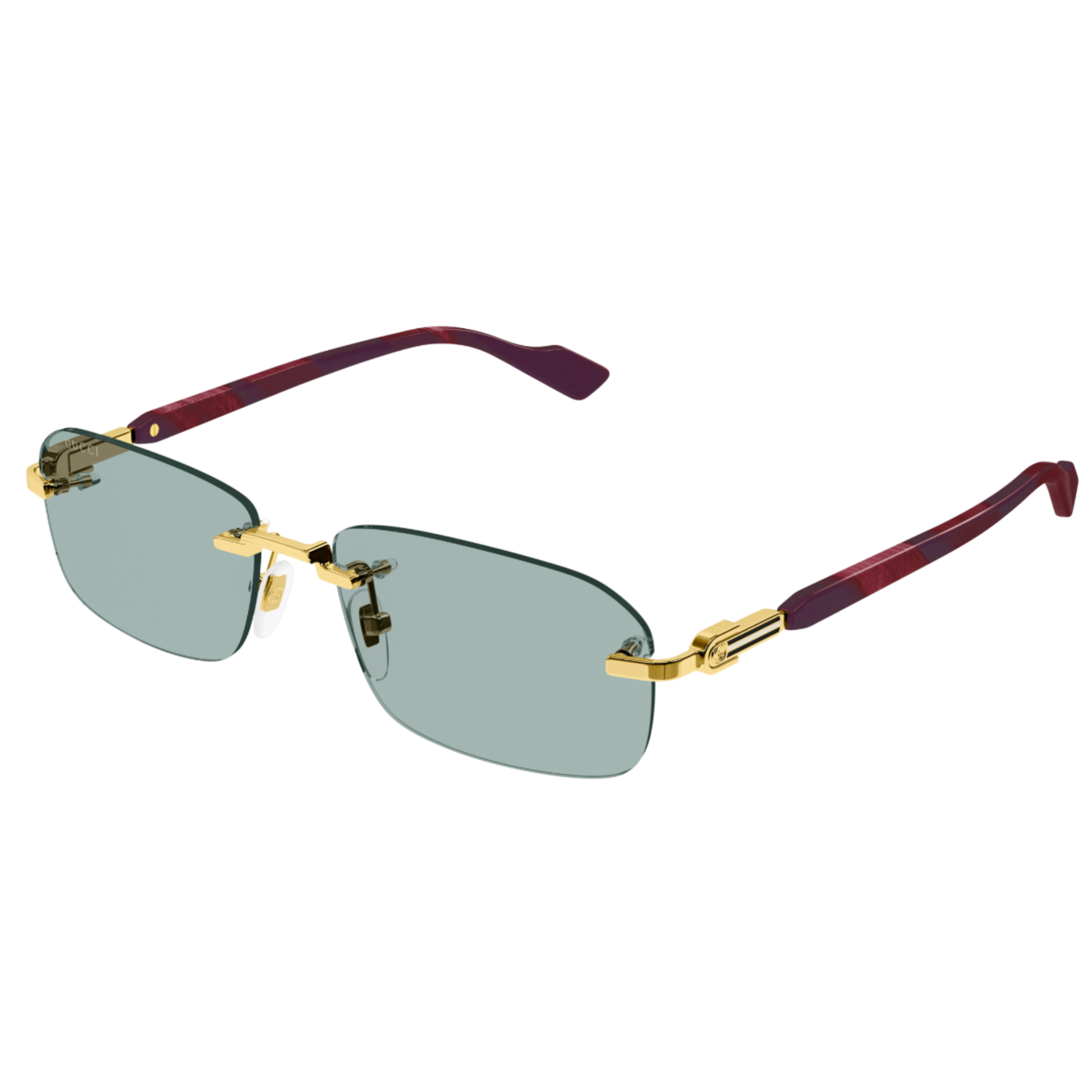 Gucci GG1221S unisex rimless rectangle metal sunglasses with luxury vintage designer styling