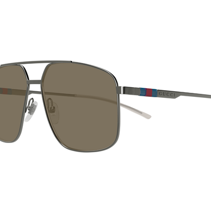 GunmetalSilver003 Gucci GG1676S unisex metal pilot frame hinge and temple detail