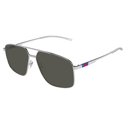 MatteSilver001 Gucci GG1676S unisex metal pilot frame hinge and temple detail