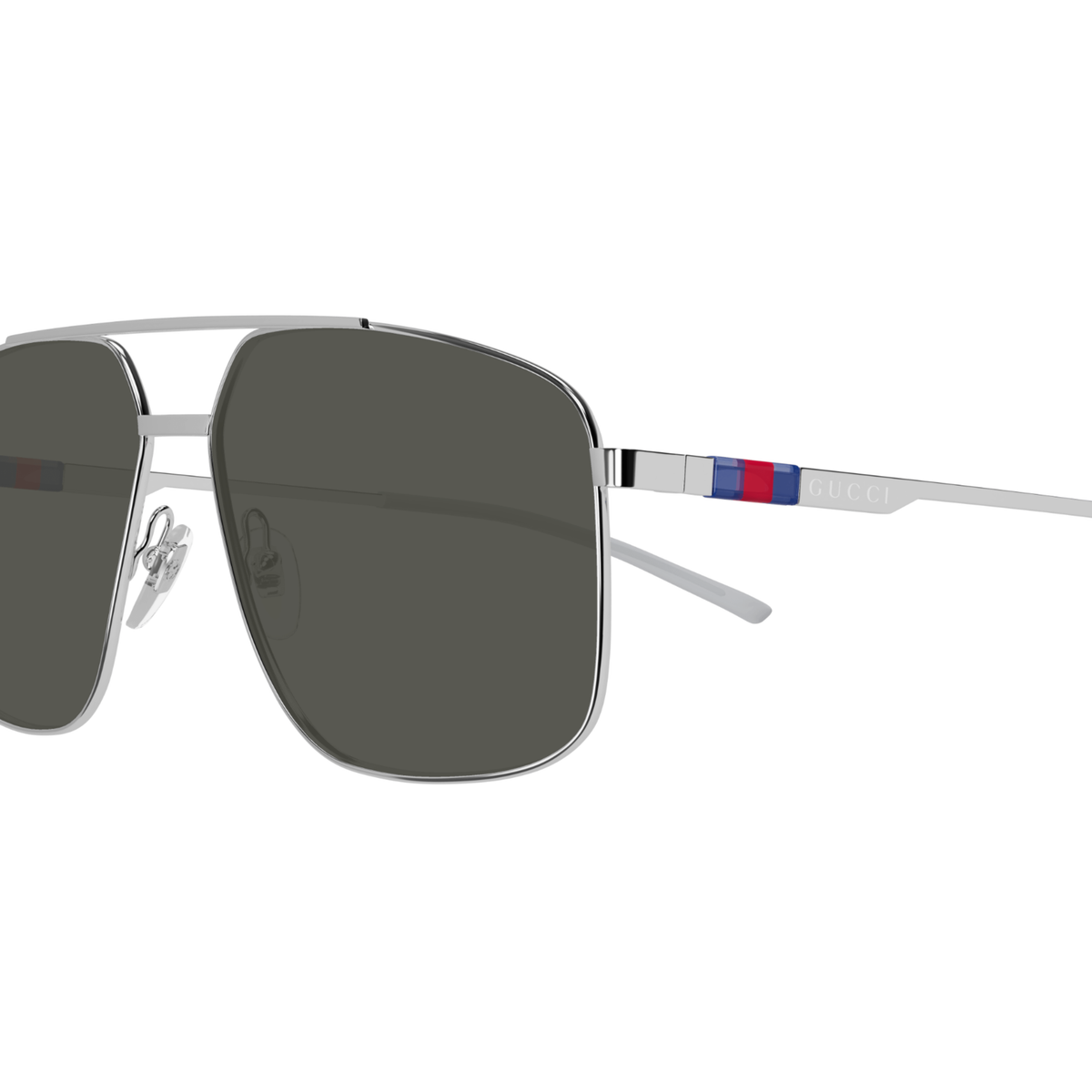 MatteSilver001 Gucci GG1676S unisex metal pilot sunglasses side temple profile