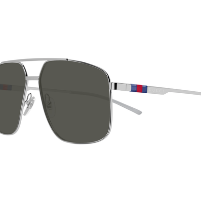 MatteSilver001 Gucci GG1676S unisex metal pilot sunglasses side temple profile