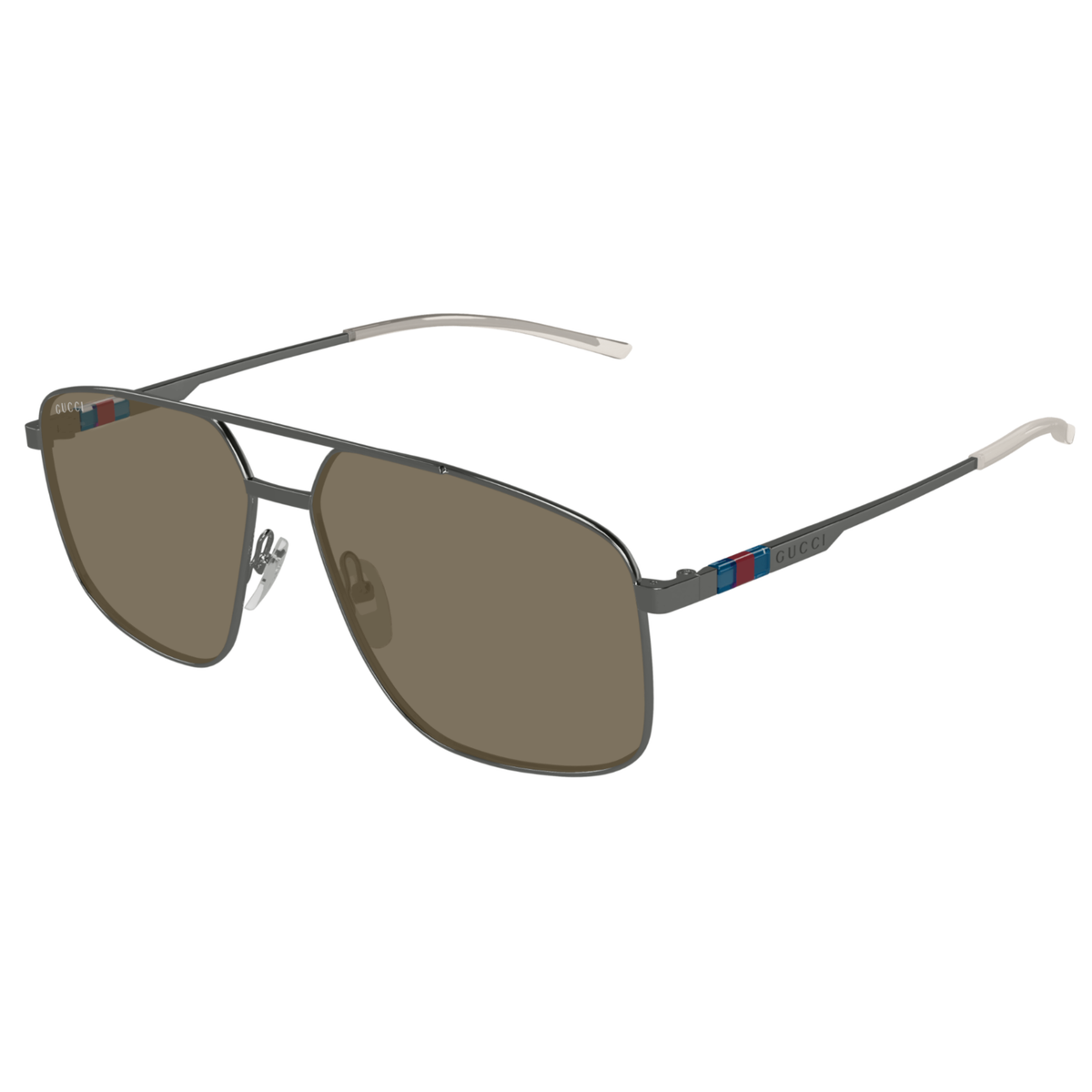 GunmetalSilver003 Gucci GG1676S unisex metal pilot sunglasses side temple profile