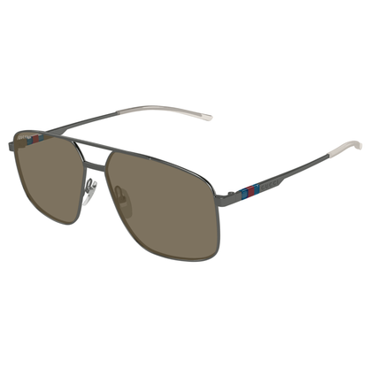 GunmetalSilver003 Gucci GG1676S unisex metal pilot sunglasses side temple profile