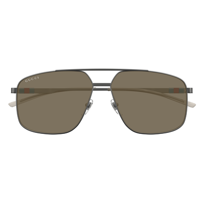 GunmetalSilver003 Gucci GG1676S unisex metal pilot full rim sunglasses three quarter view