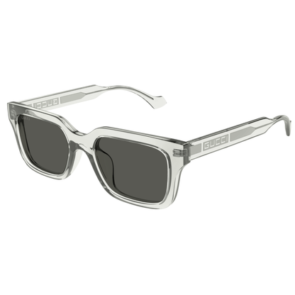 TransparentGrey004 Gucci GG1732SK unisex acetate square sunglasses hinge frame construction close up