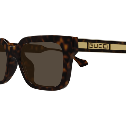 BrownGold002 Gucci GG1732SK unisex acetate square full rim sunglasses three quarter view