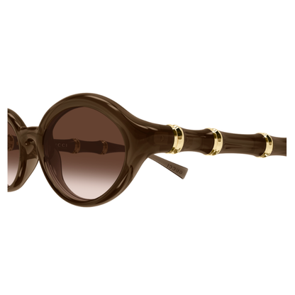 Gucci GG2059S women's oval sunglasses highlighting the frame and temple construction