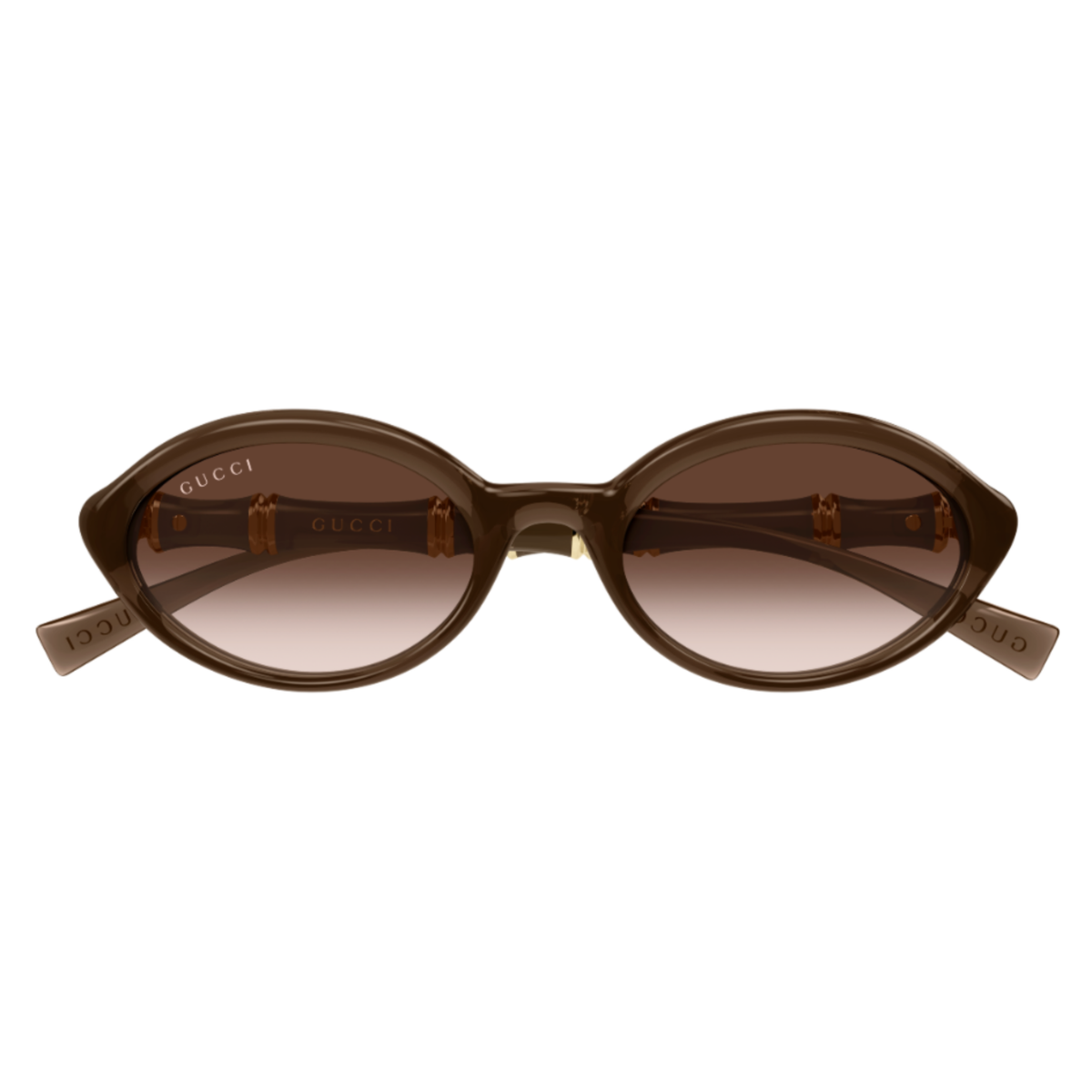 Gucci GG2059S women's oval injected sunglasses with brown lenses, front view