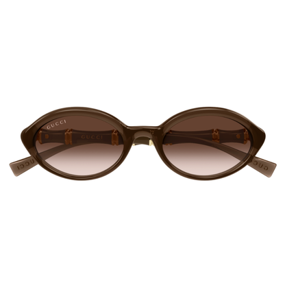 Gucci GG2059S women's oval injected sunglasses with brown lenses, front view