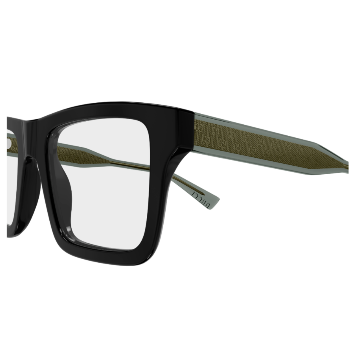 Gucci GG2070O 001 unisex recycled acetate square optical frame side profile