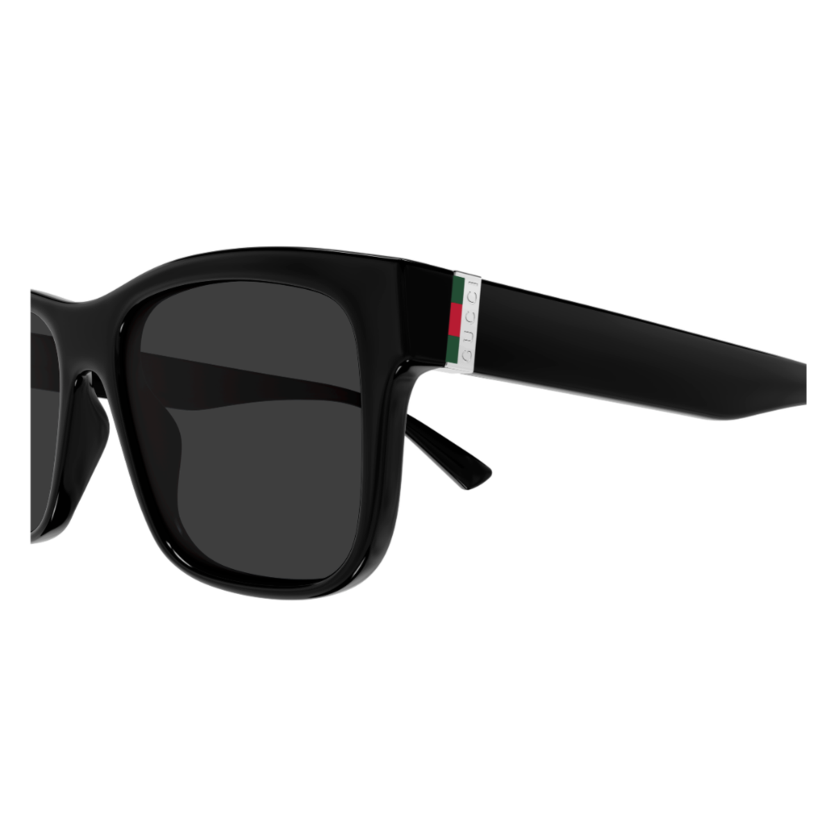 Gucci GG2085S men's acetate Wayfarer frame hinge with signature Web detail