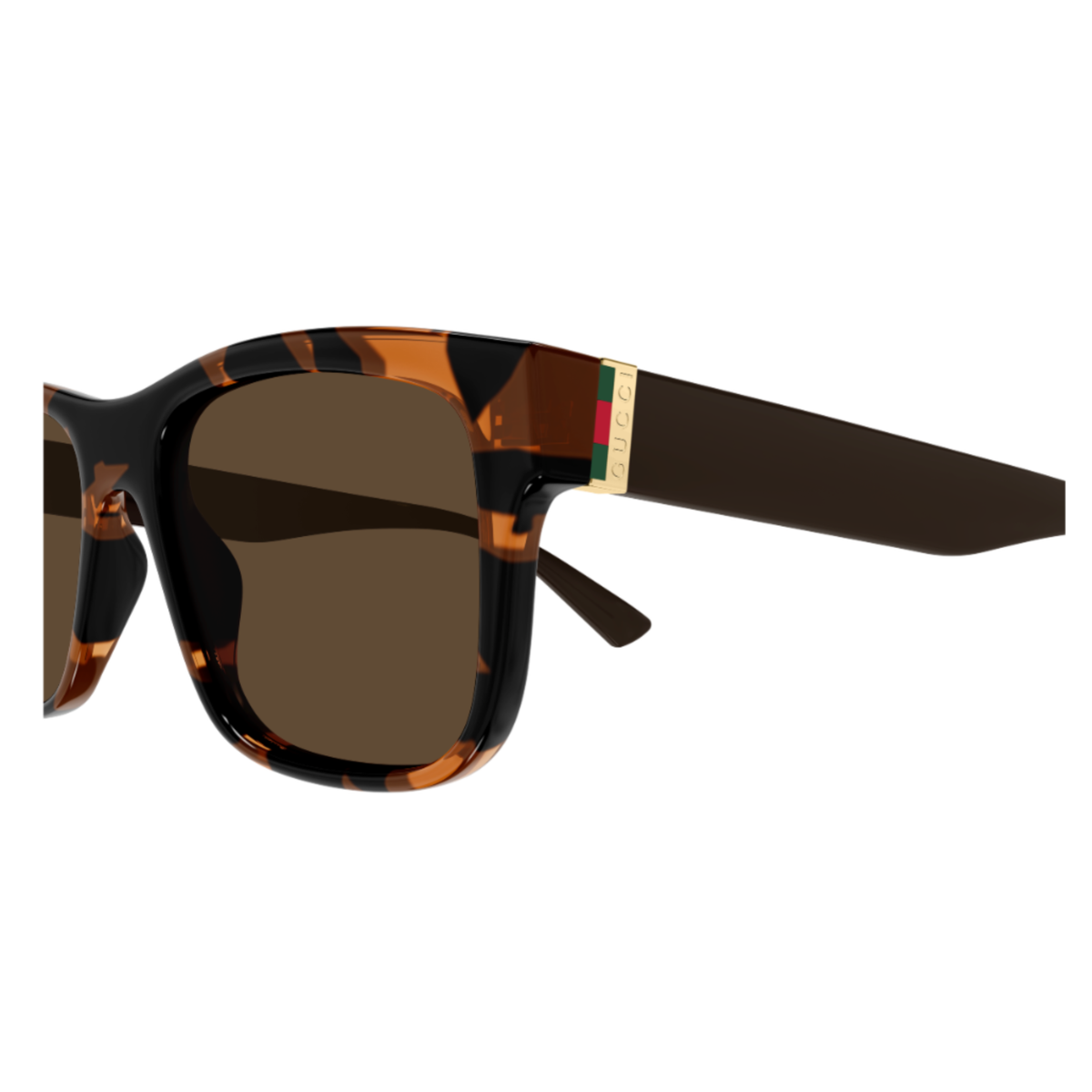 Gucci GG2085S men's acetate Wayfarer frame hinge with signature Web detail