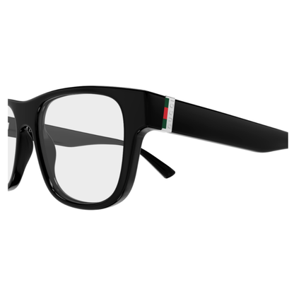 Gucci GG2086O men's injection rounded-square frame with vertical Web temple hinge detail