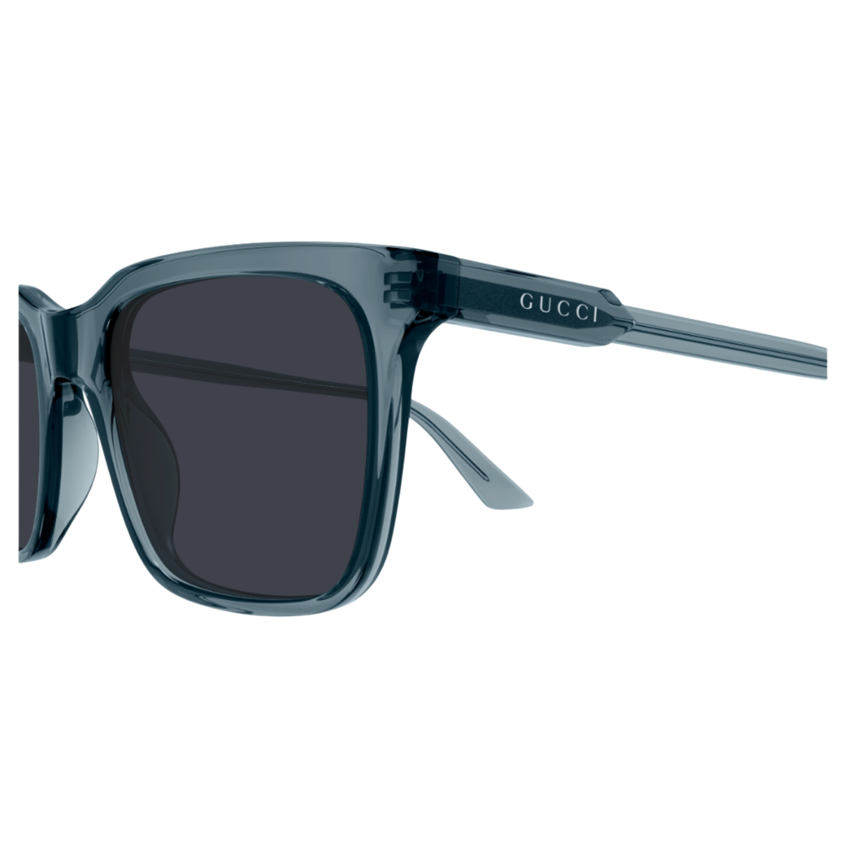Gucci GG2114S men's acetate Wayfarer sunglasses hinge and frame detail