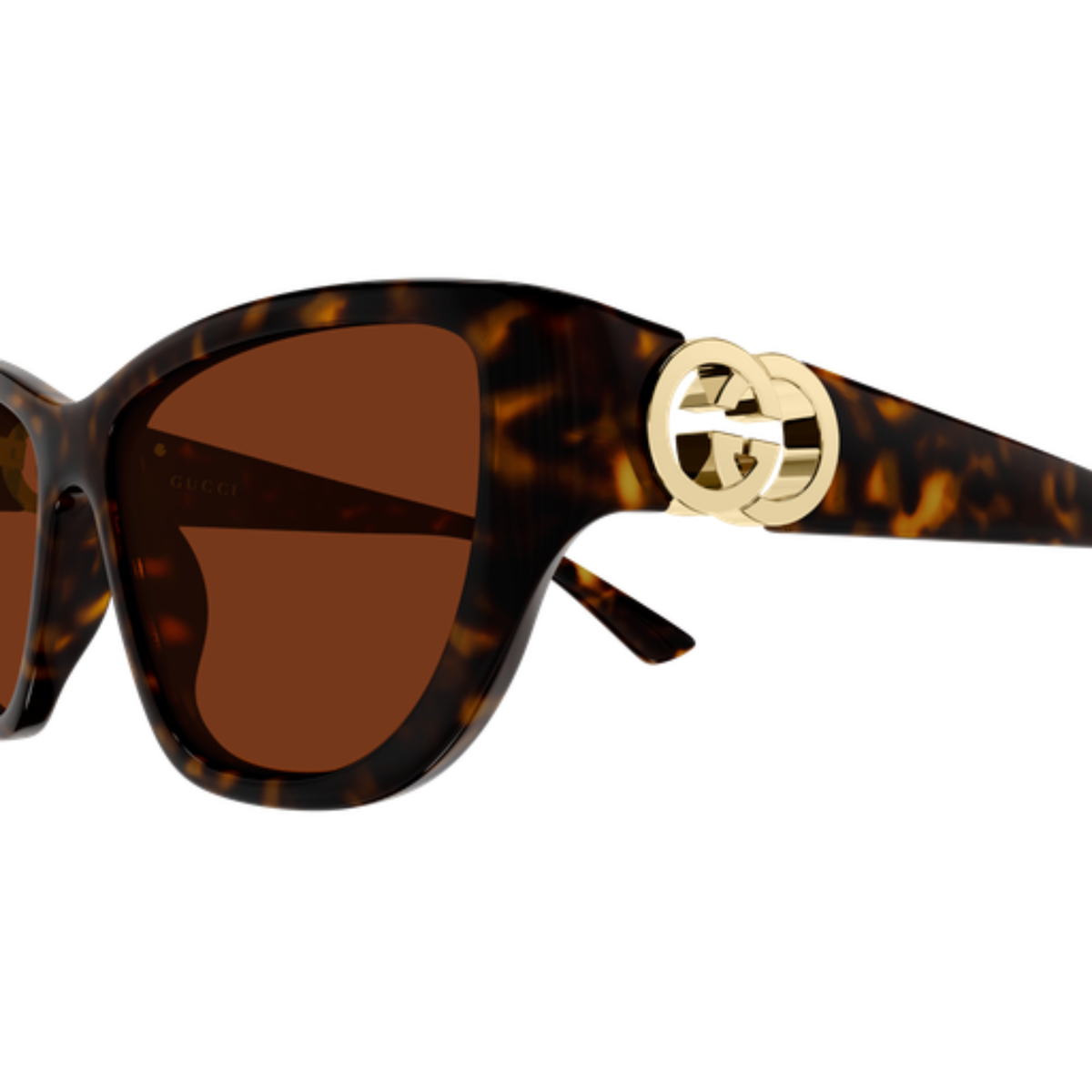 Gucci GG2122S women's cat-eye sunglasses three-quarter angle showing full-rim construction