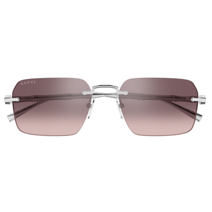Gucci GG2154S unisex square rimless metal sunglasses front view